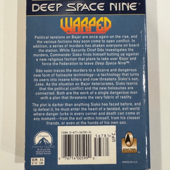 Warped (Star Trek: Deep Space Nine) - Paperback, by K. W. Jeter - Autographed - Picture 4 of 10